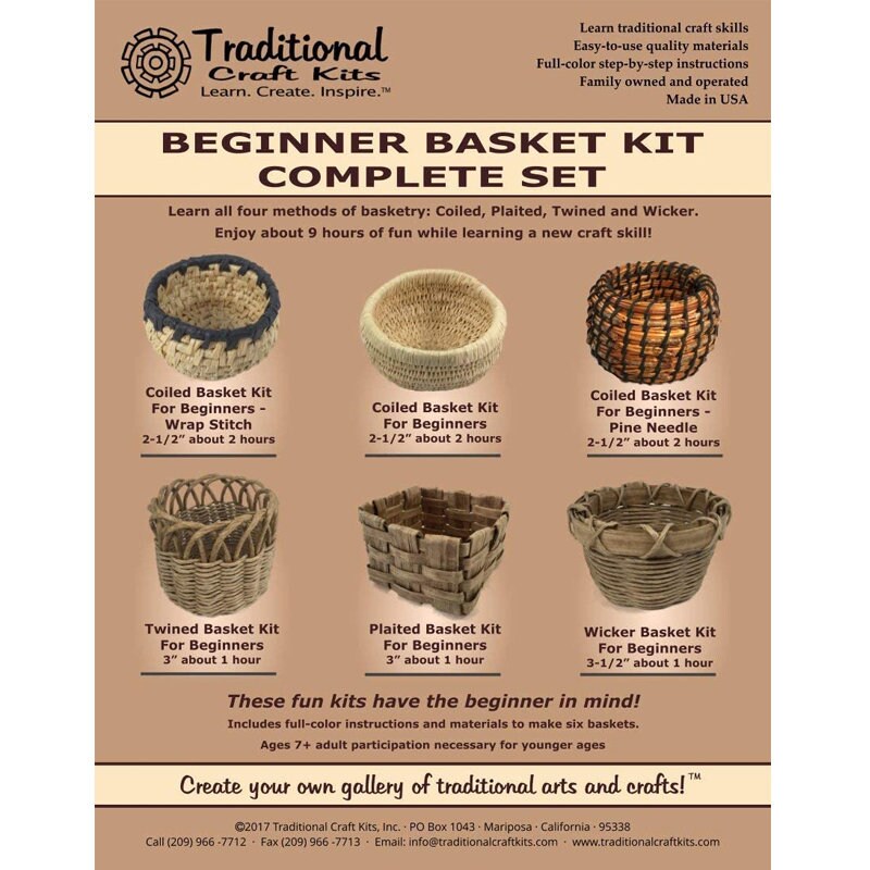 Traditional Craft Kits Beginner Coil Basket Kit - Complete Basket Weaving  Kit Set, 6 Basket Making Kit with Basket Weaving Supplies, Complete with