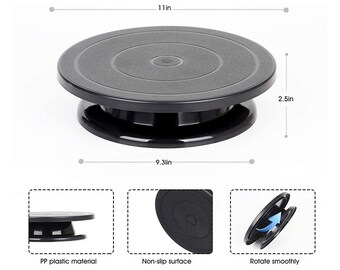Kootek 11 Inch Rotate Turntable Sculpting Wheel Revolving Cake Turntable  Black Painting Turn Table Lightweight Stand for Paint Spraying Spinner,  Cake