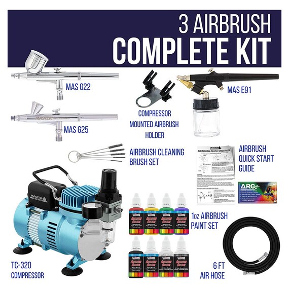 Airbrush Compressor Kit with 6FT Air Hose and Airbrush Holder - 10