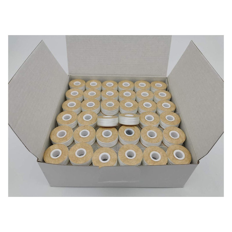 Prewound Bobbin, Card Board, Size L SA155, Size 9.4, White Color, 144pcs  per Box, 75D/2 Polyester, Doublelin,compatible With Babylock -  Denmark