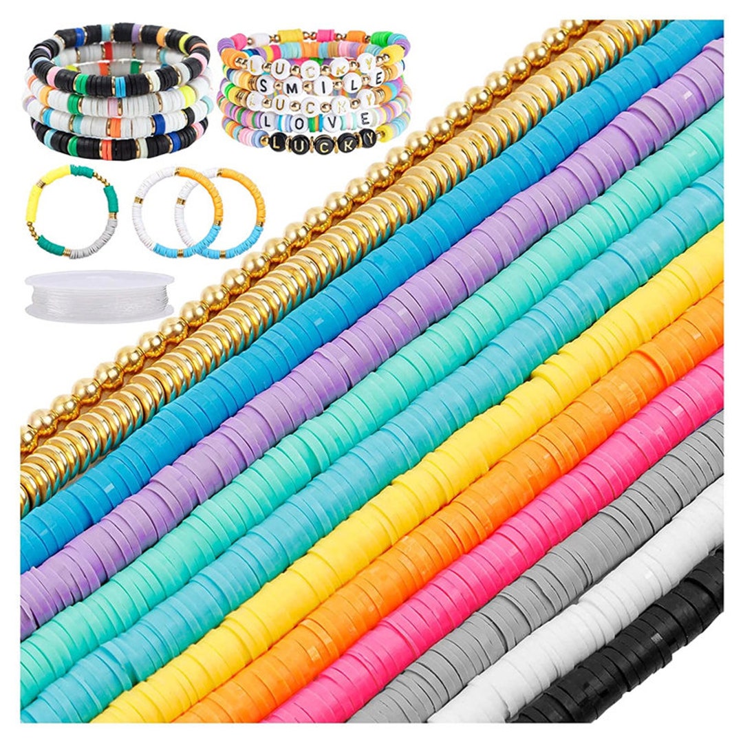  4100 Pcs Clay Beads Kit, Beads for Jewelry Making, Flat Polymer Clay  Beads with Alloy Beads, Spacer & Crystal Line for Jewelry Making, Bracelets  Necklace Earring DIY Craft Kit (6mm, 10