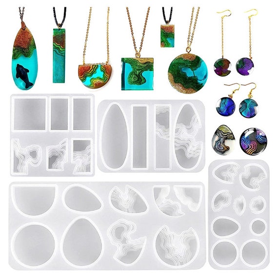 Island Resin Pendant Molds, Pendant Silicone Molds Jewelry Resin Casting  Molds for Earrings Necklace Keychains 