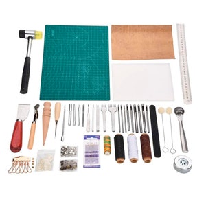 82PCS Leather Tools,sewing Accessories and Tools,leatherworking Tool  Kits,sewing Kits,rhombus Chopping Kit/leather Puncher/stitching 