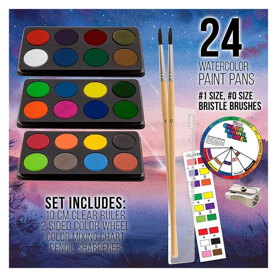 U.S. Art Supply 162-Piece Deluxe Mega Wood Box Art Painting and Drawing Set  - Artist Painting Pad 2 Sketch Pads 24 Watercolor Paint Colors 24 Oil  Pastels 24 Colored Pencils 60 Crayons 2 Brushes