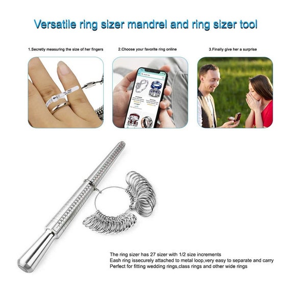 Ring Sizer Measuring Tool Set Metal Ring Sizers Stainless Steel Ring Gauges Finger  Sizer & Ring Mandrel Aluminuml -  Finland