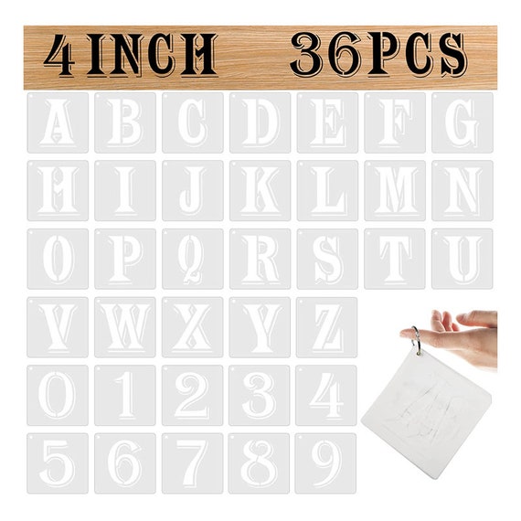 Alphabet Letter Stencils 4 Inch, 36 Pcs Reusable Plastic Letter