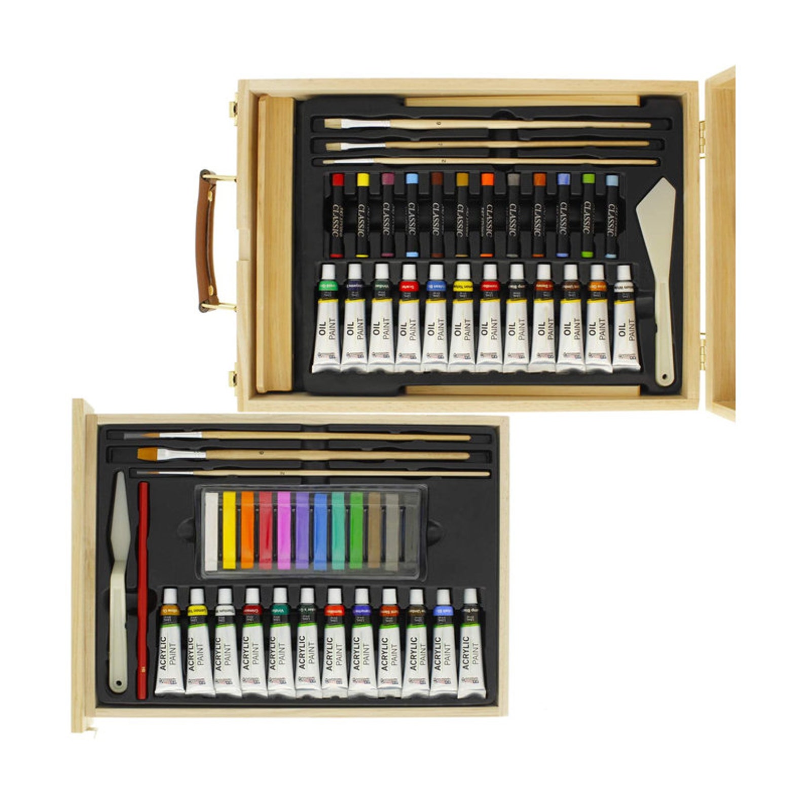 62piece Wood Box Easel Painting Set Box Easel Acrylic & Oil Etsy