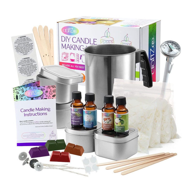 CraftZee Large Soy Candle Making Kit for Adults Beginners - Candle Making Kit Supplies Includes Soy Wax, Scents, Frosted Glass Jars, Wicks, Dyes, Melt