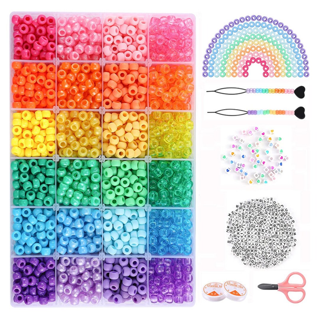 3500+ Bracelet Making Kit Colorful Loom Beads Storage Box Set with  Bead/Charm/Crochet DIY Craft Gifts for Birthday/Christmas