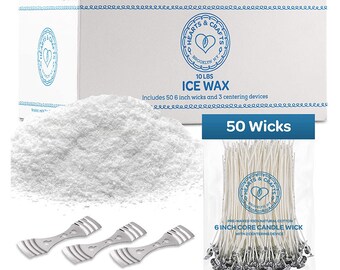 Hearts & Crafts Candle Wicks - 100% Natural Cotton, Pre-Waxed, 6 DIY Candle  Making Wicks, 100 Wicks + 2 Centering Devices 
