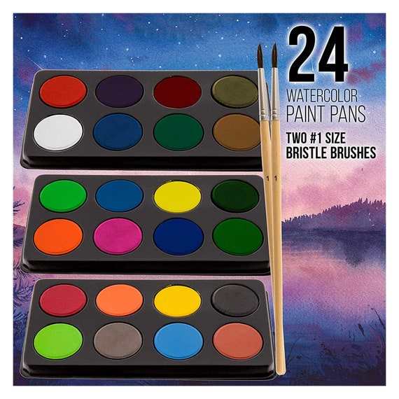 ArtCreativity Mini Paint Sets - Pack of 12 - Each Set Incudes Five Water Paint Colors Paint in Tray with Painting Brush - Artistic Crafts and Supplies