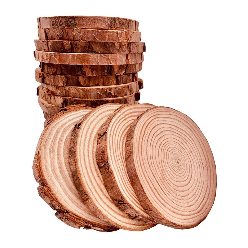 20pcs Unfinished Wooden Slices, Natural Wood Coasters Of Various