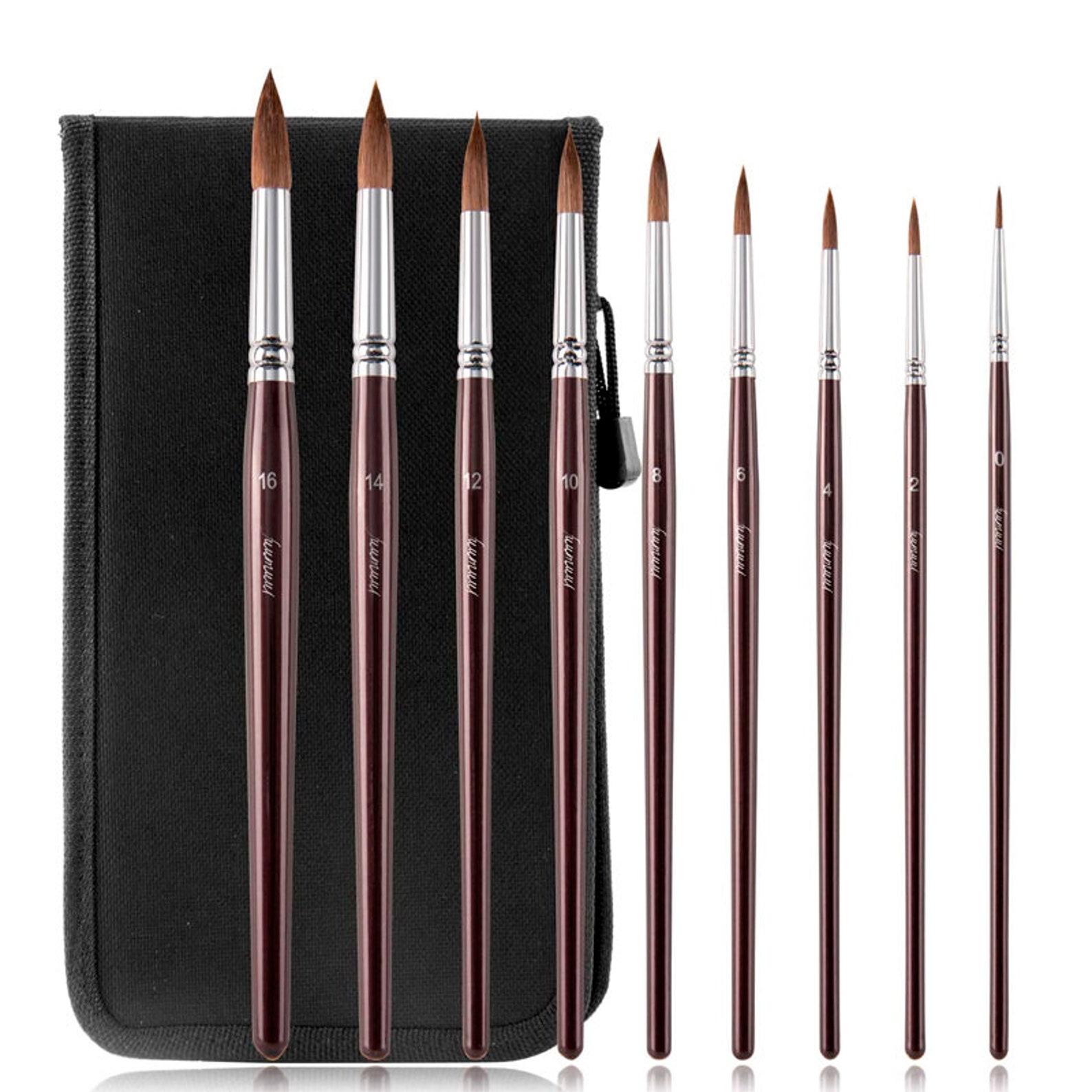 Sable Kolinsky Watercolor Brushes Set 9pcs Round Detail Etsy