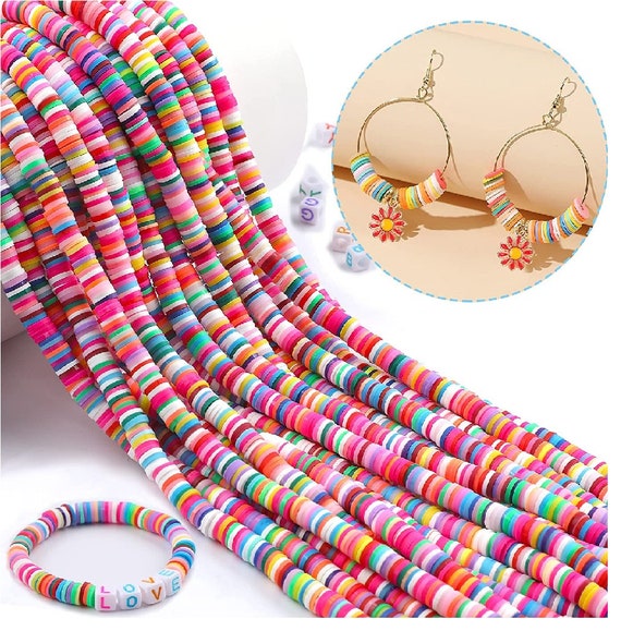 6700 Pcs Colorful Flat Clay Beads and Alphabet Beads for DIY Polymer  Colorful Round Handmade Heishi Jewelry Making Beads for Necklace Bracelet  Earring Pendant and Anklet Craft Making (20 Strands 6mm)