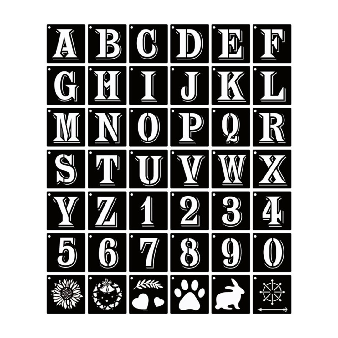 Eage Alphabet Letter Stencils 2.5 Inches, 62 Pcs Reusable Plastic Letter Number Templates, Art Craft Stencils for Wood, Wall, Fabric, Rock