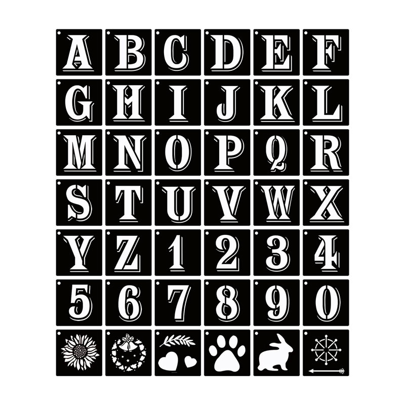 2 Inch Letter Stencils Symbol Numbers Craft Stencils, 42 Pcs Reusable 2 inch