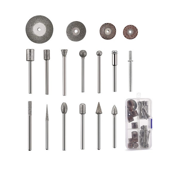 43-pack Stone Carving Set 26 Diamond Burr Bits, 10 Impeller, 4 Diamond  Cutting Wheel, 3 Metal Dremel, Polishing Rotary Tools for Stone 