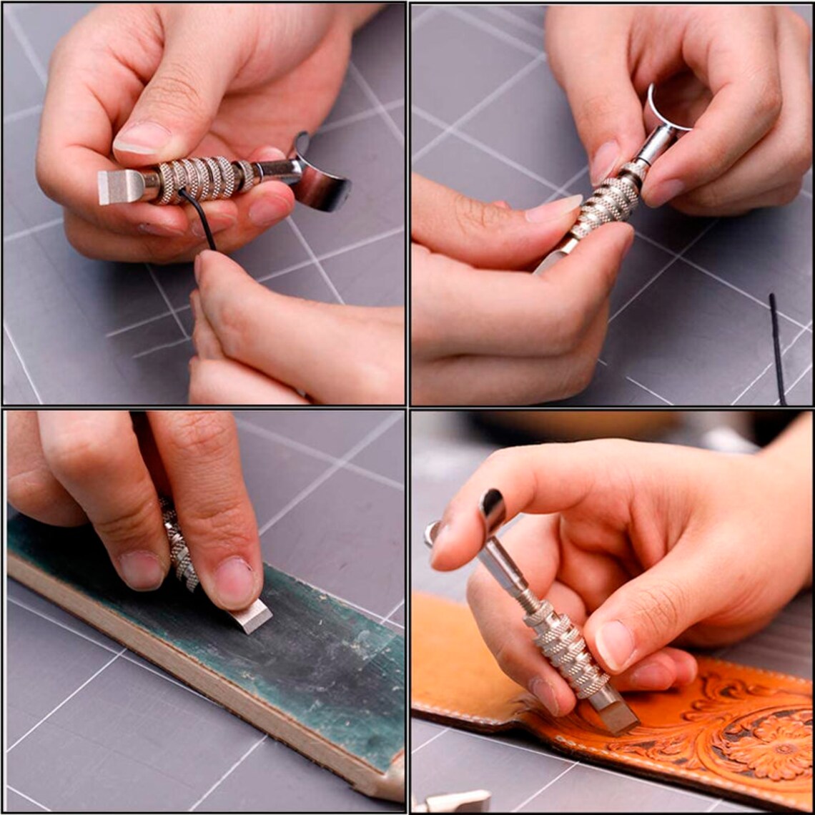 Leather Carving Set Leather Working Kit Leather Stamp Etsy