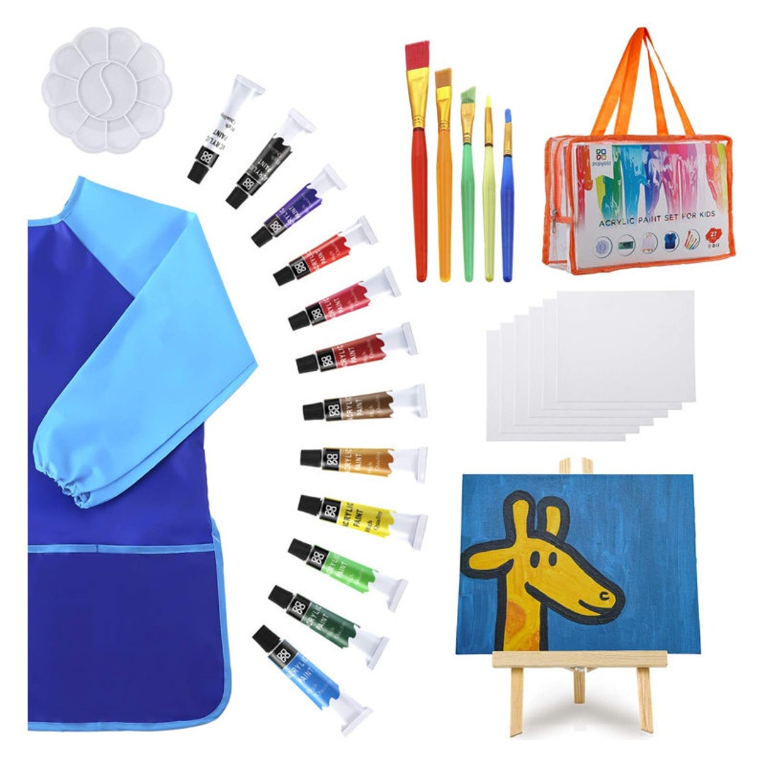 Kids Paint Set-27 Piece Kids Art Set With Acrylic Paint,brushes