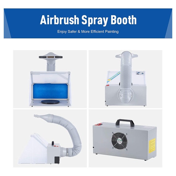 Lighted Airbrush Paint Spray Booth With Exhaust Fan, Portable