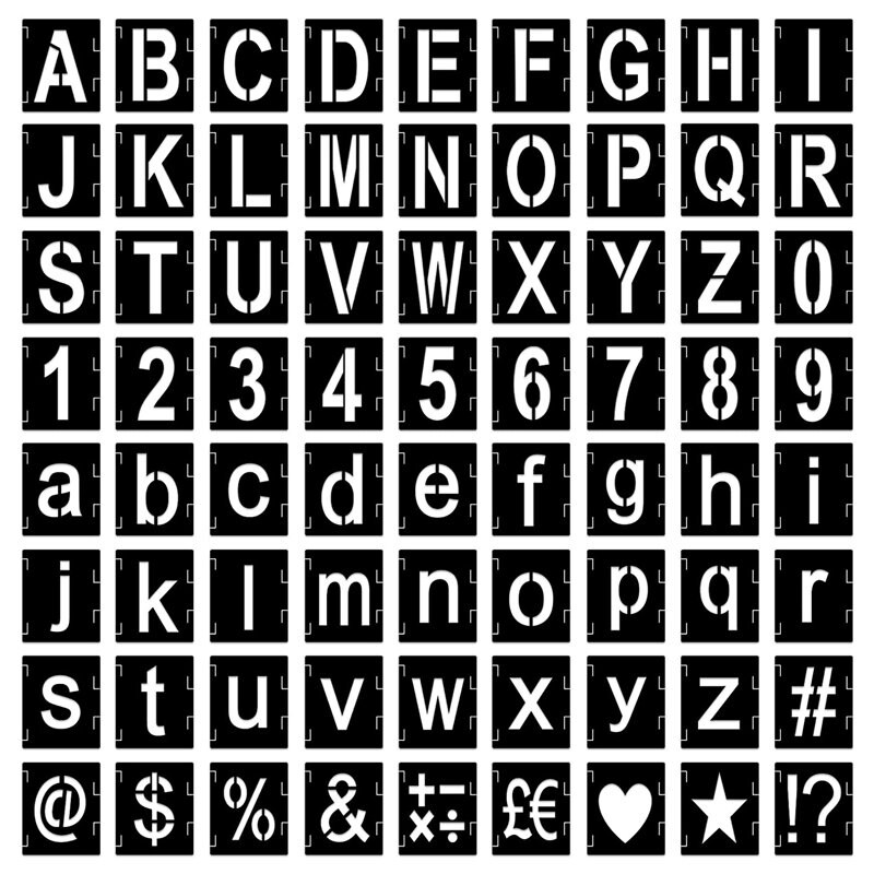 Letter Stencils, Symbols Numbers Craft Stencils 3 Inch, 72 Pcs Reusable Alphabet  Stencils, Interlocking Letters Template Kit -  Israel