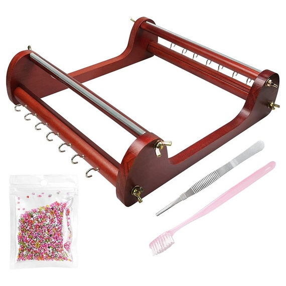 The Jewelry Making Tool Wooden Bead Loom Kit Includes Tweezer,brush and 20g  Seed Beads for Jewelry Bracelets Necklaces Belts Making 