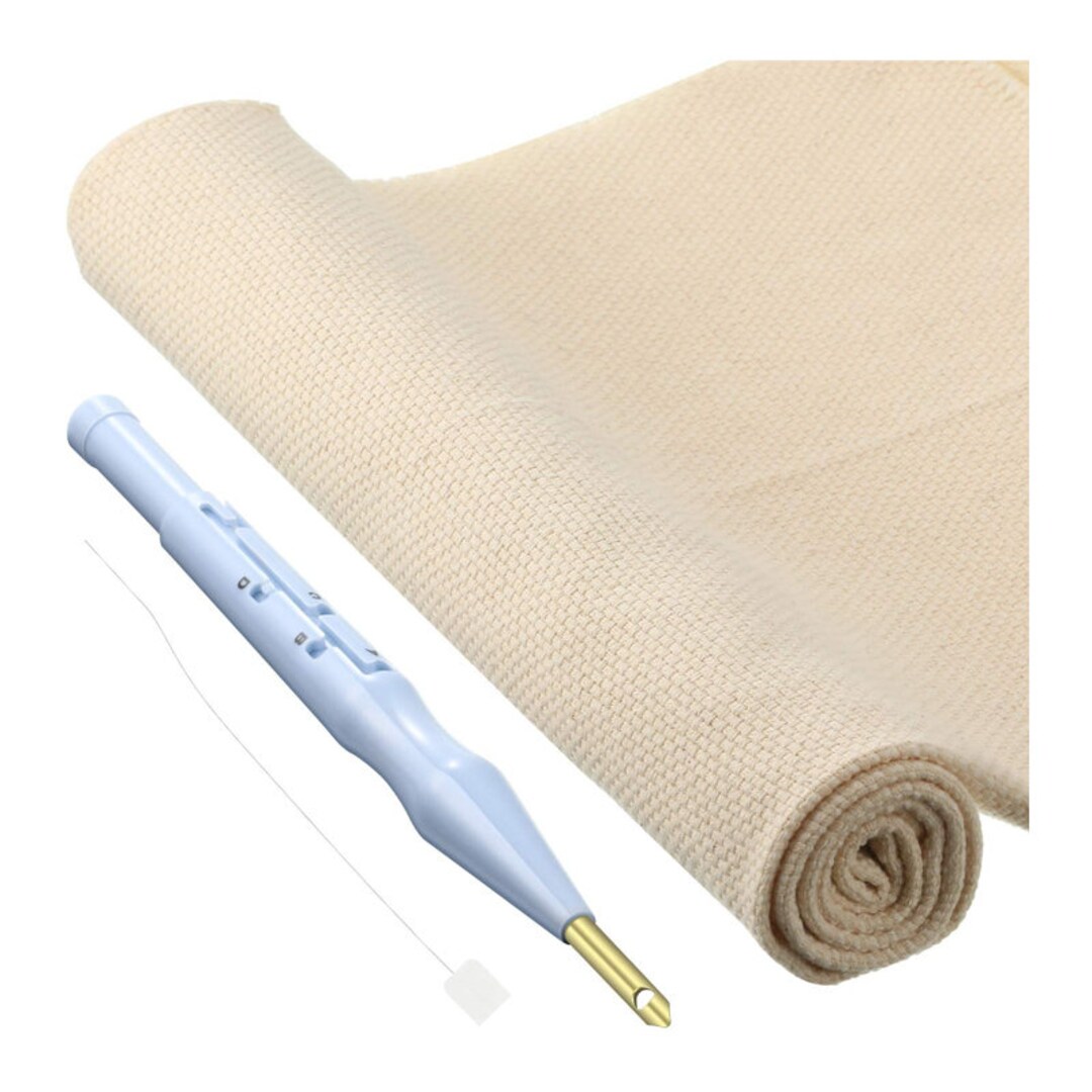 Shangling Punch Needle Cloth Fabric, Needlework Embroidery Fabric for Punch Needle and Rug-Punch, 26.4 x 19.6 inch, White
