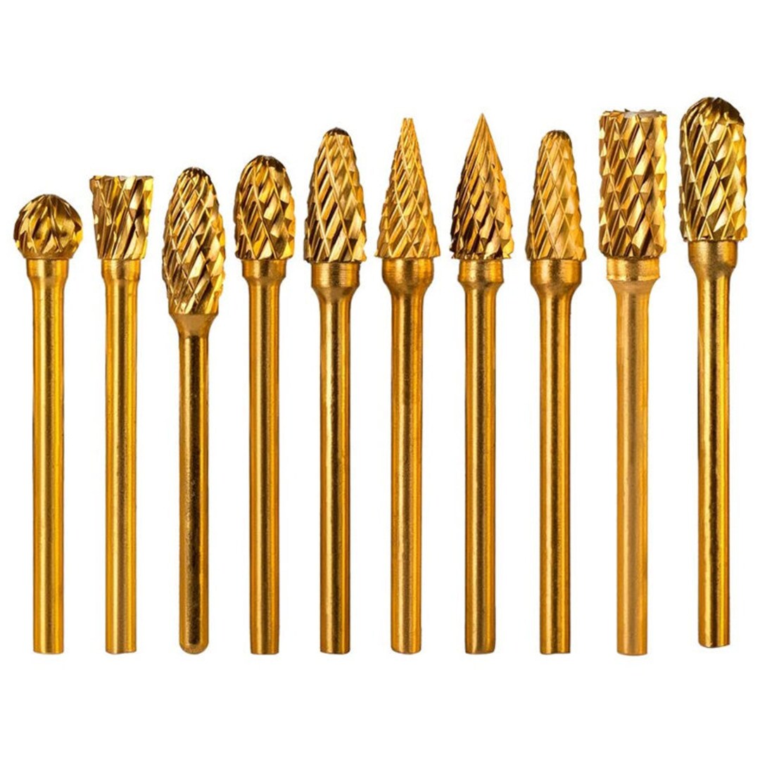 Double Cut Titanium Carbide Rotary Burr Set Rocaris 10 Etsy