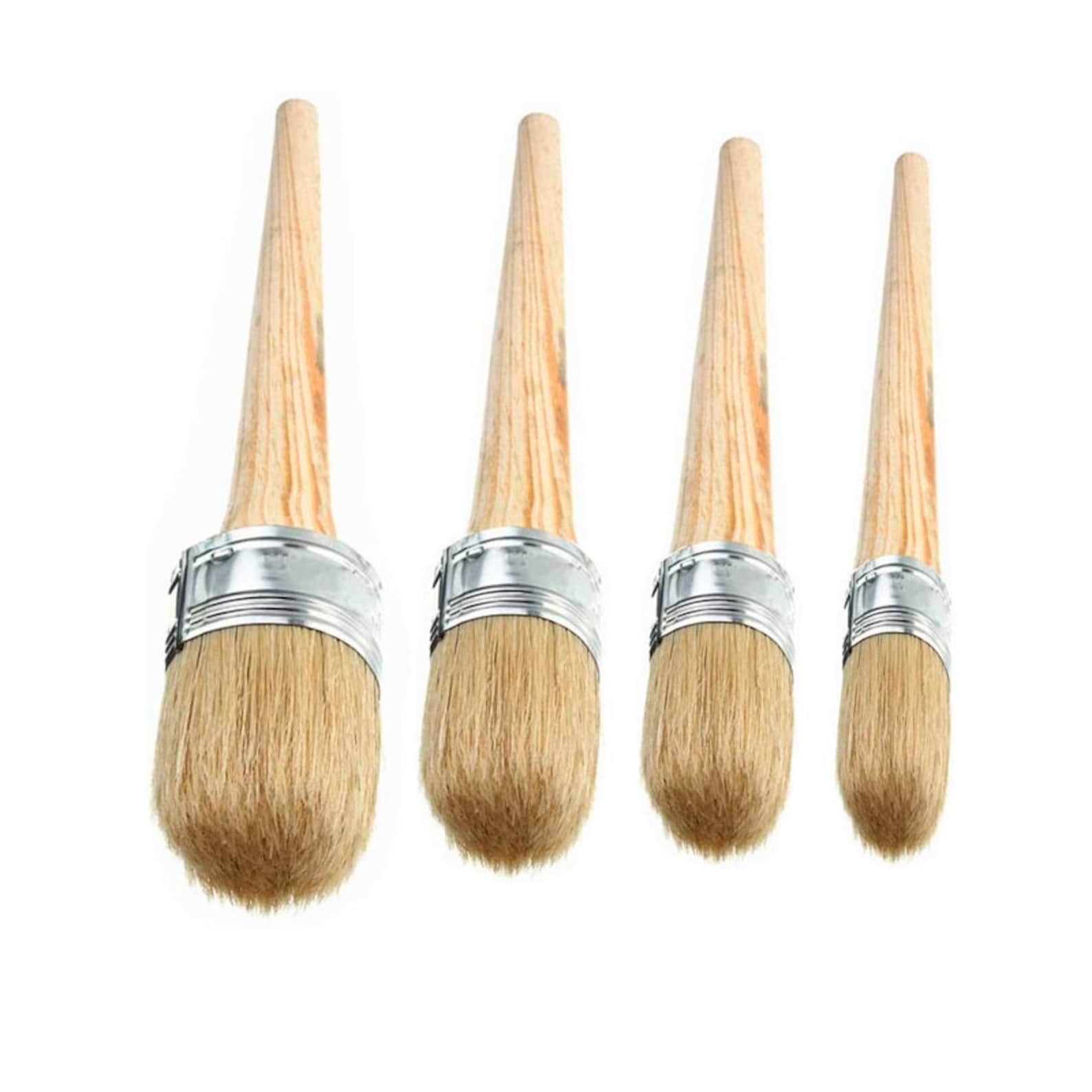 4 PCS Chalk Paint Wax Brush Set Natural Bristle Round Wax Etsy