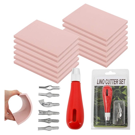 12PCS Rubber Carving Blocks Linoleum Block With Cutter Tools Etsy