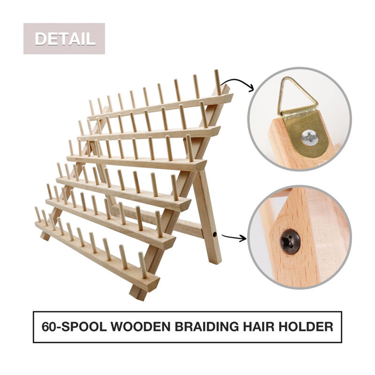 Braiding Hair Rack 60 Spool Wooden Braiding Hair Holder Etsy