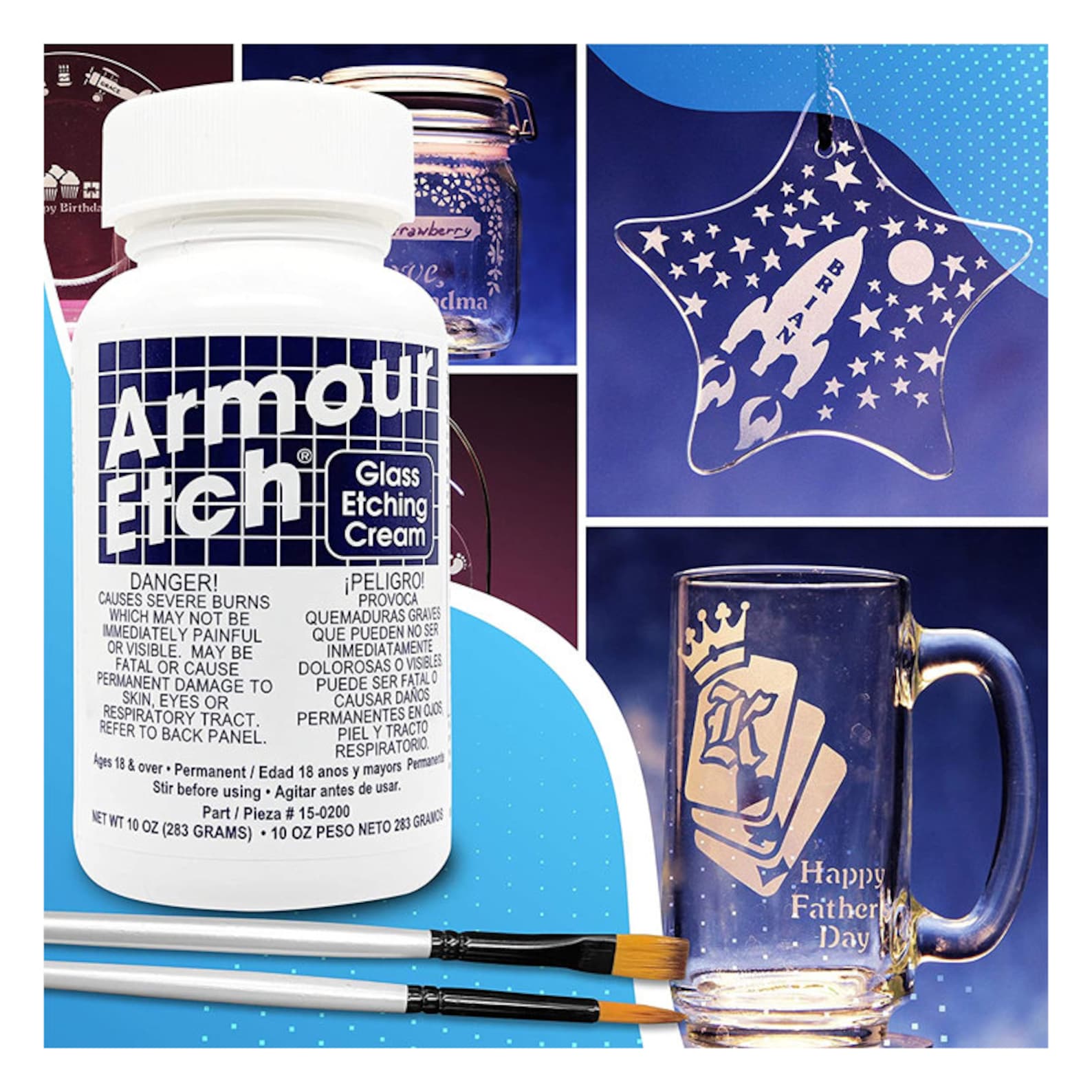 Armour Etch Glass Etching Cream Kit Create Permanently Etsy