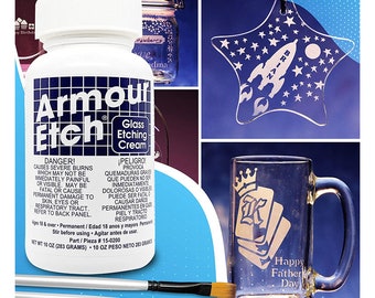 Armour Etch Glass Etching Cream Kit Create Permanently Etched Designs 10oz  Bundled With Moshify Application Brushes -  Israel