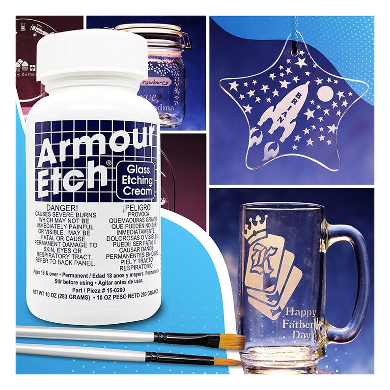 Armour Etch Glass Etching Cream Kit Create Permanently Etsy