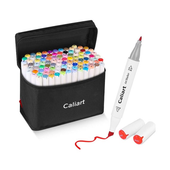 Caliart Alcohol Markers, 50 Colors Dual Tip Brush & Chisel Tip ONE