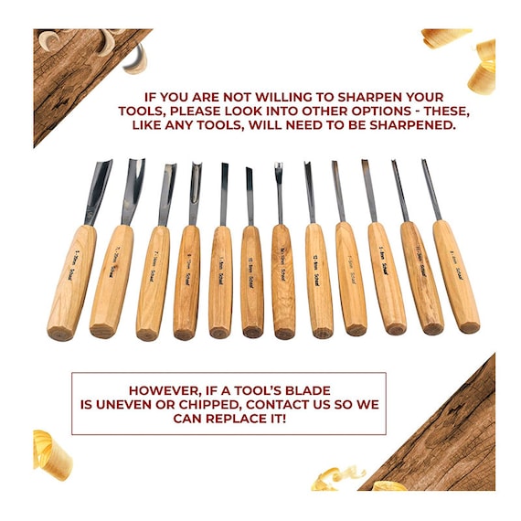Schaaf Wood Carving Tools Schaaf Full Size Wood Carving Tools, Set of 7 | for Beginners, Hobbyists and Professionals | Canvas Case Included