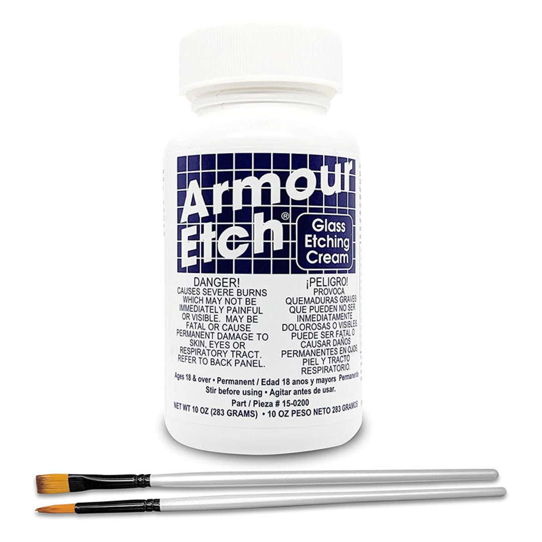 Armour Etch Glass Etching Cream Kit Create Permanently Etched Designs 10oz  Bundled With Moshify Application Brushes -  Sweden