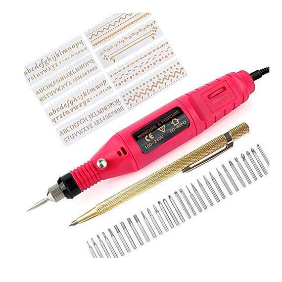 Micro Engraver Pen Mini DIY Engraving Tool Kit for Metal Glass Ceramic  Plastic Jewelry With Scriber Etcher 30 Bits and 8 Stencils -  Denmark