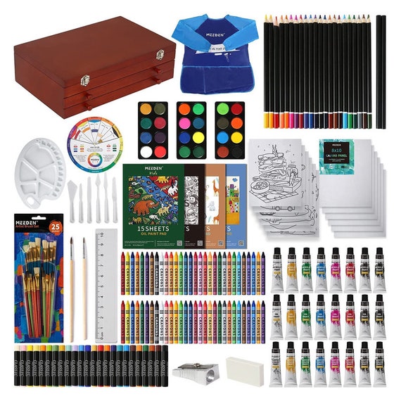 215-pcs Art Supplies Kit, Deluxe Painting, Drawing Art Supplies With Wood  Art Case,coloring Pencils, Oil Pastels, Acrylic. 
