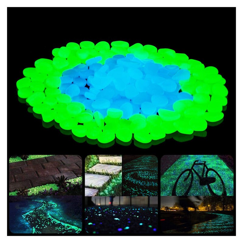 50-500PCS Luminous Stones Pebbles Outdoor Garden Fish Tank Glow In Dark Decor 