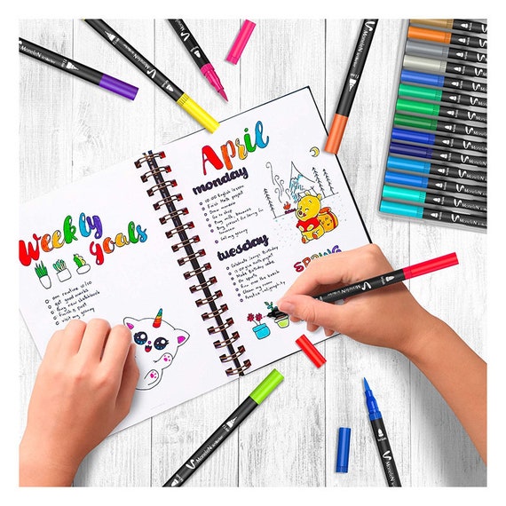 Coloring Markers Set for Adults Kids Teen 36 Dual Brush Pens Fine Tip Art  Colored Markers for Adult Coloring Books Bullet Journal School 