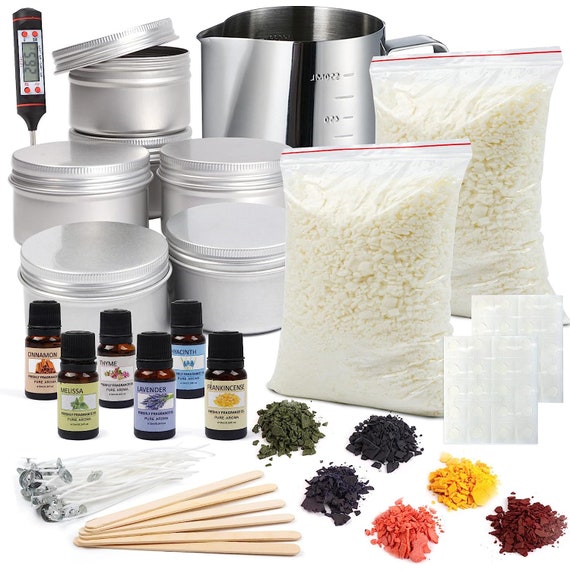 Candle Making Kit for Adults Beginners Soy Candle Making Kit Includes Soy  Wax, Scents, Wicks, Dyes, Tins, Melting Pot 