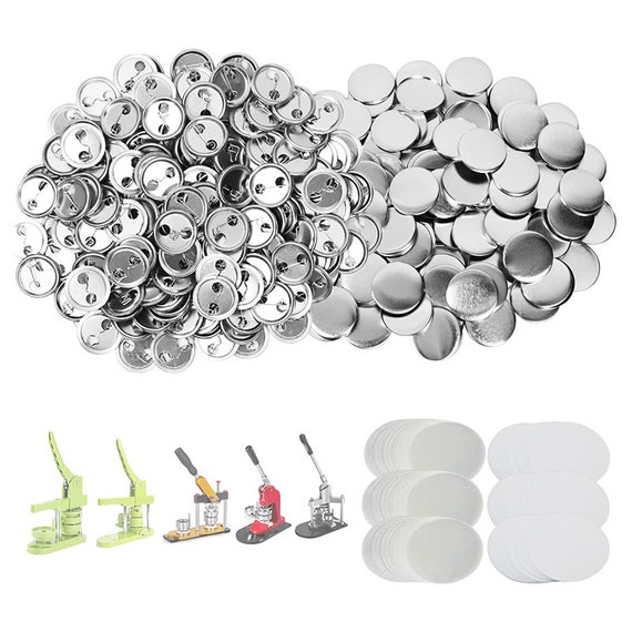  200 Sets 1 inch /25mm Blank Button Supplies Round Badges  Buttons Parts for Button Maker Button Attachment, Button Making Supplies  with Round Pin Cover, Pin Backs, Plastic Films, Blank Circle Paper