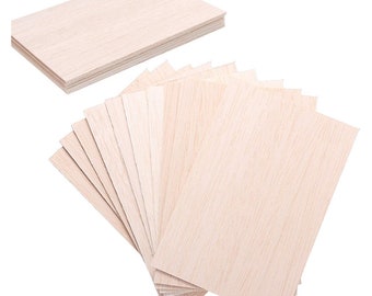 15 Pack Unfinished Wood Sheets,Balsa Wood Thin Wood Board for House Aircraft Ship Boat Arts and Crafts,DIY Ornaments, Brown