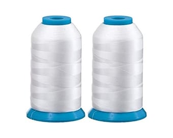 Set of 2 Huge White Spools Bobbin Thread for Embroidery Machine