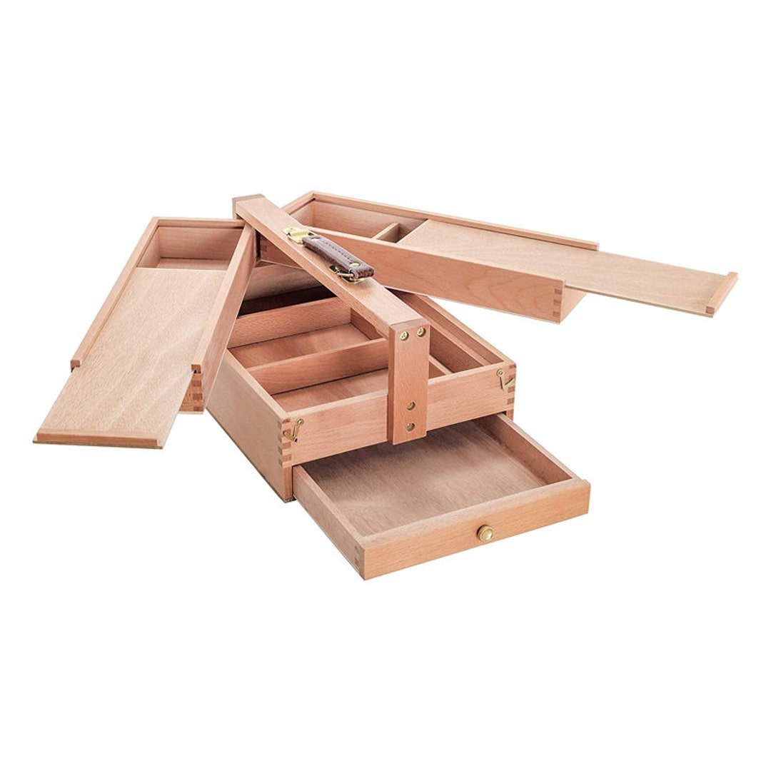 Large Multifunction Wooden Artist Tool & Brush Storage Box Etsy