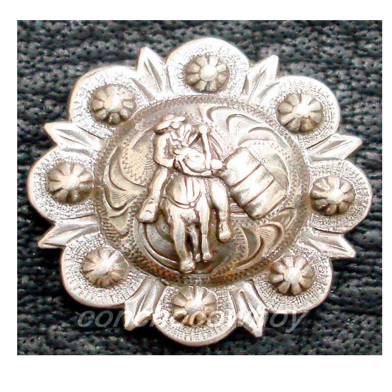LOT OF 6 PC ANTIQUE SILVER & GOLD PICO BERRY RODEO BARREL RACER CONCHOS 4 SIZES LOT OF 6 PC ANTIQUE SILVER & GOLD PICO BERRY RODEO BARREL RACER CONCHOS 4 SIZES
