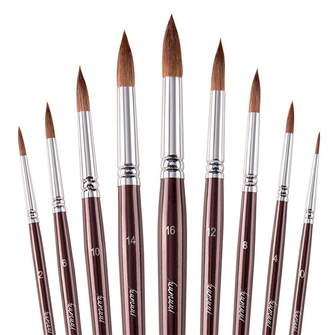 Sable Kolinsky Watercolor Brushes Set 9pcs Round Detail Etsy