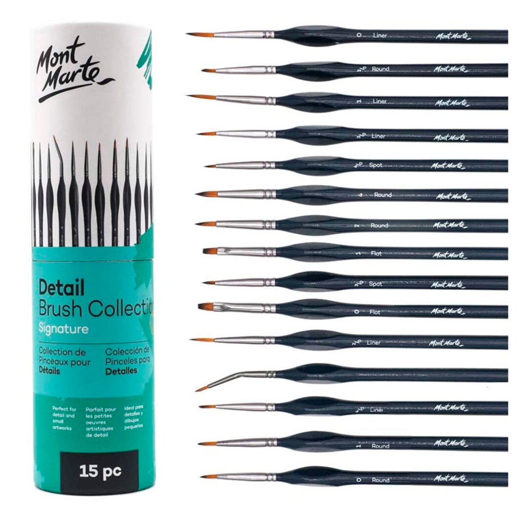  Mont Marte Art Paint Brushes Set, Great for Watercolor,  Acrylic, Oil-15 Different Sizes Nice Gift for Artists, Adults & Kids