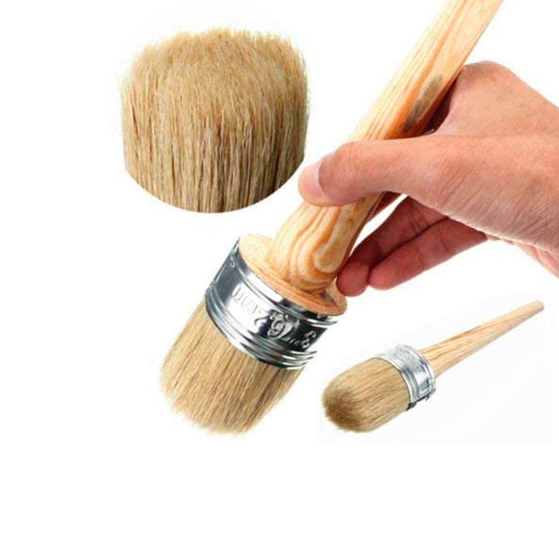 4 PCS Chalk Paint Wax Brush Set Natural Bristle Round Wax Etsy